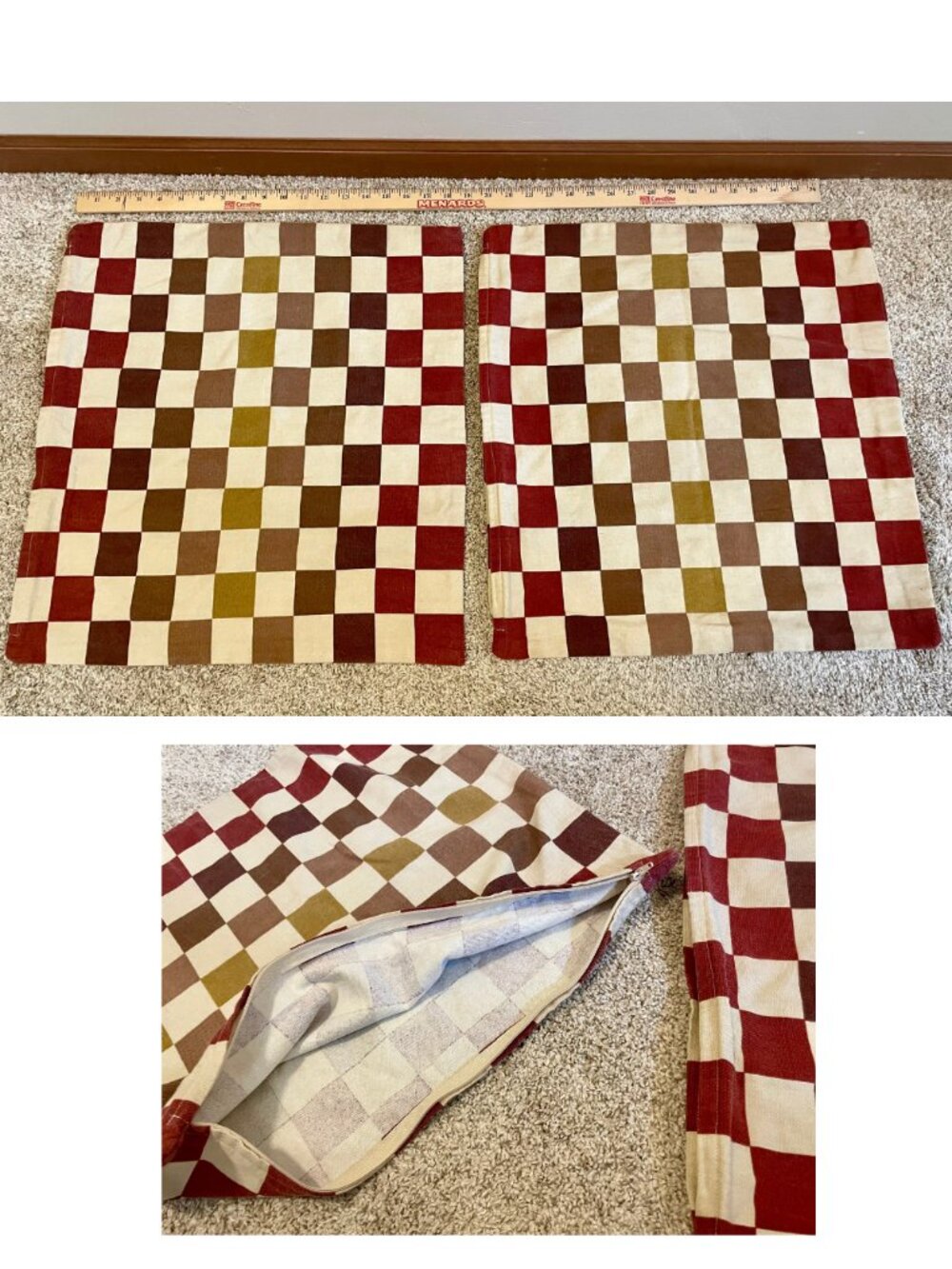 Checkerboard Earth Tone Pillow Covers - Set of 2